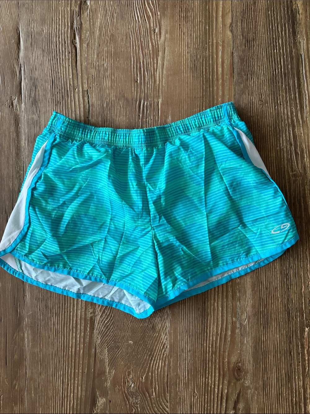 Champion Teal Blue Striped Girls' Athletic Shorts